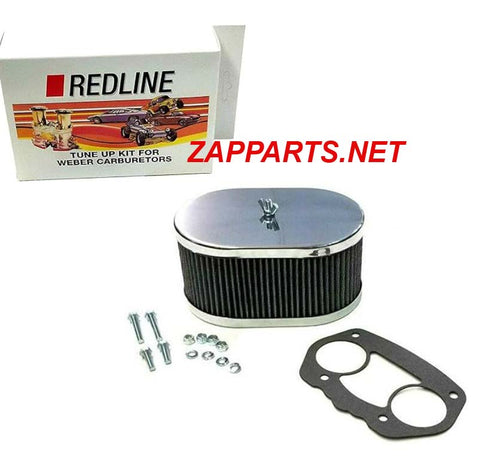 Weber Redline Air Filter Kit 40 44 48 IDF 3 1/4" Oval Chrome 99217.347